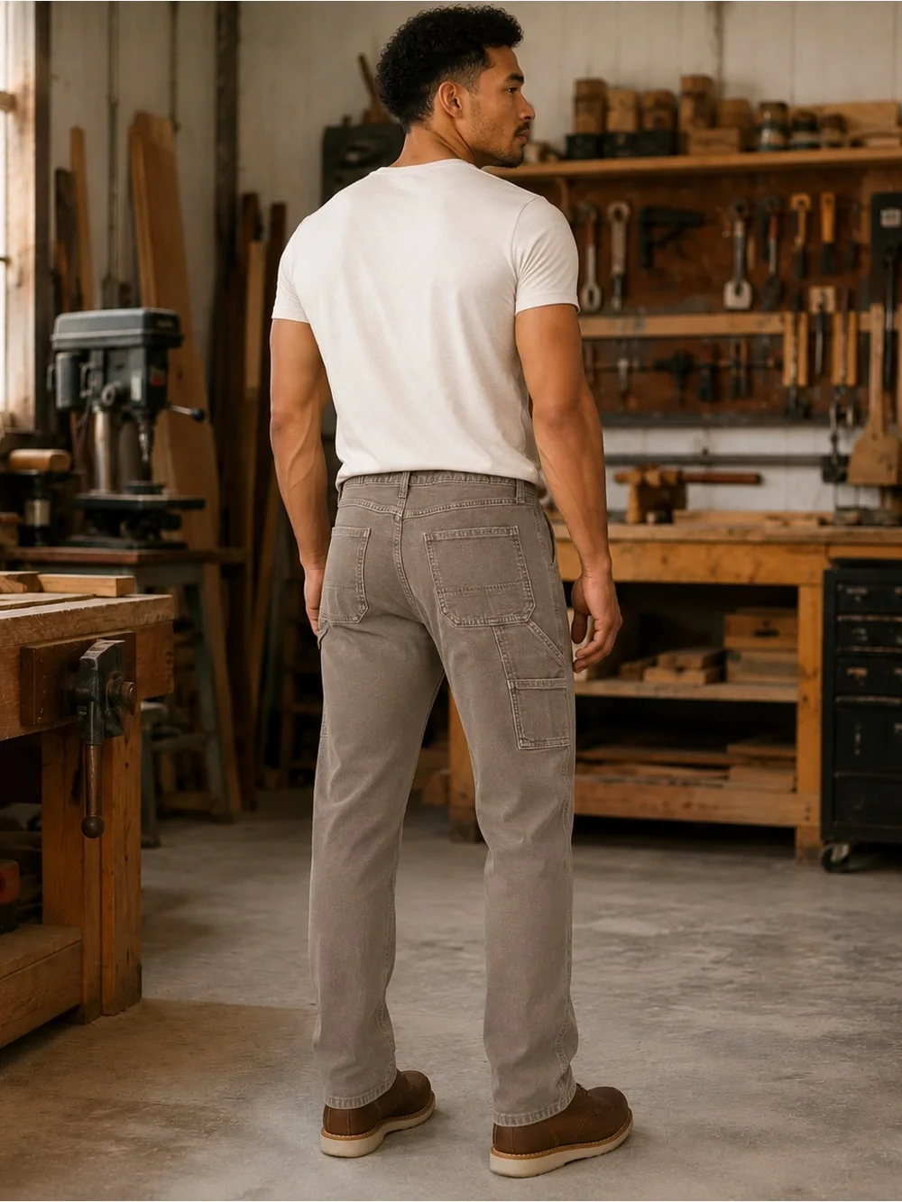 Old Navy Mens 32x34 90s Straight Carpenter Jeans Brown Workwear Flex
